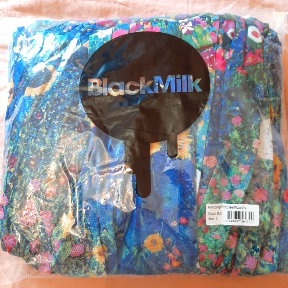 BLACKMILK NWT Klimt Collage Pink Sheer Midaxi Dress Size S - Picture 12 of 12